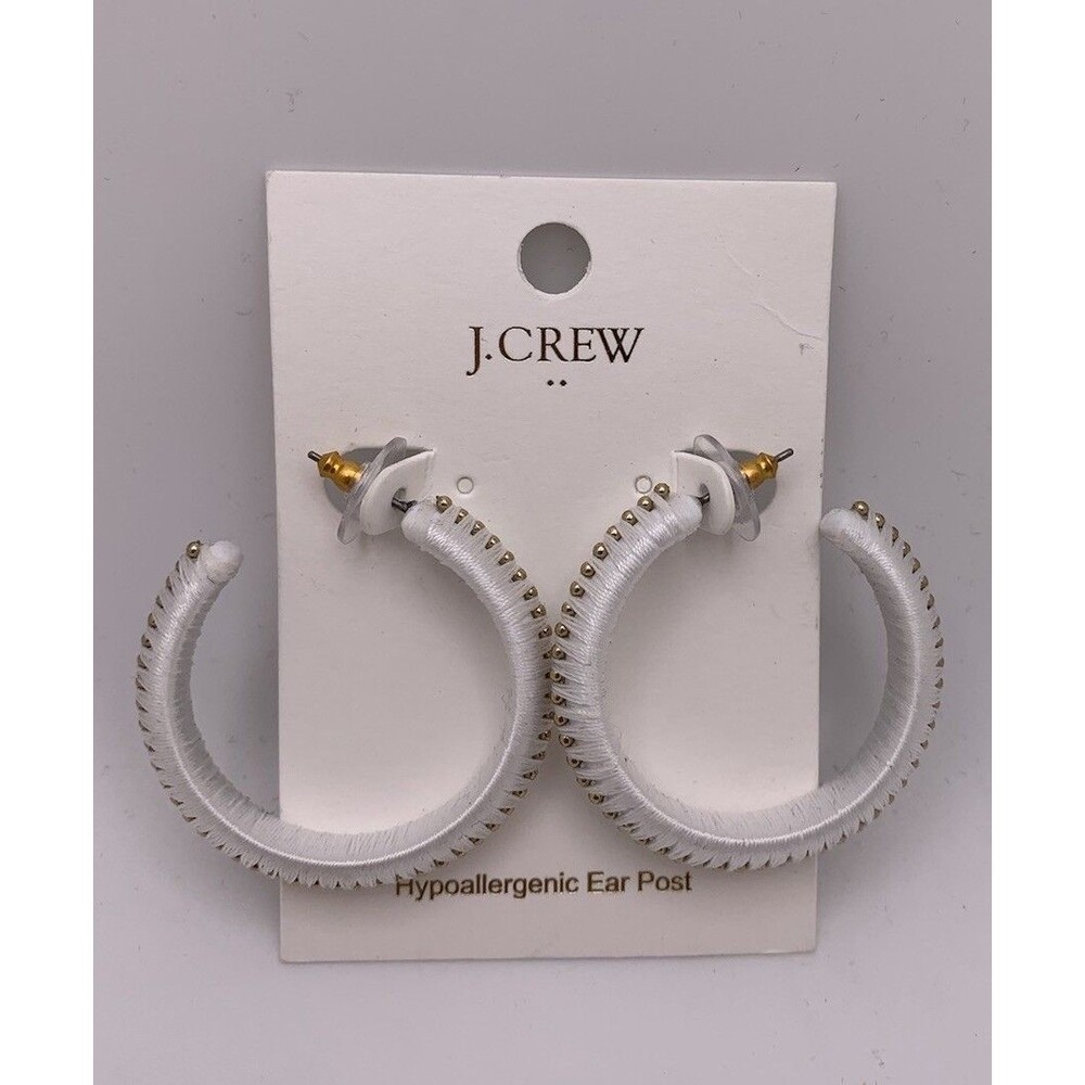 J.Crew Factory Womens White Wrapped Hoop Hypoallergenic Earrings New